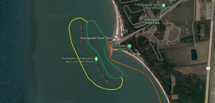 map showing water trails from kiptopeke