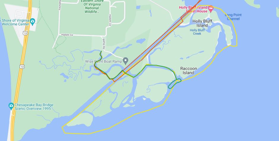 map showing water trails from Wise Point